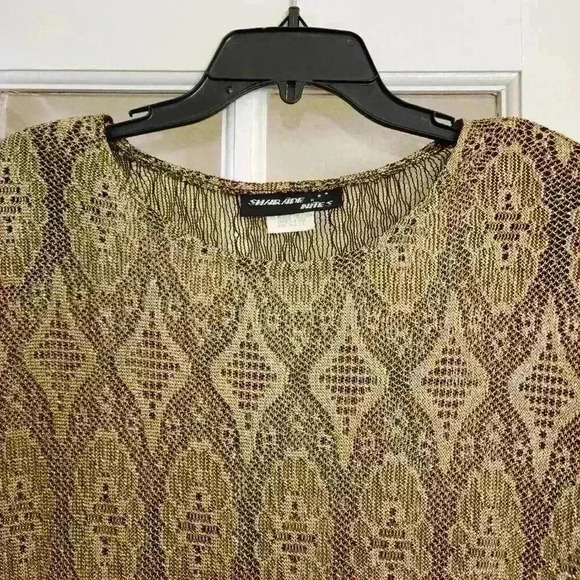 Vintage Sharade Nites Metallic Gold Fringe Blouse Women’s Boho 80s Made in USA - Picture 5 of 13